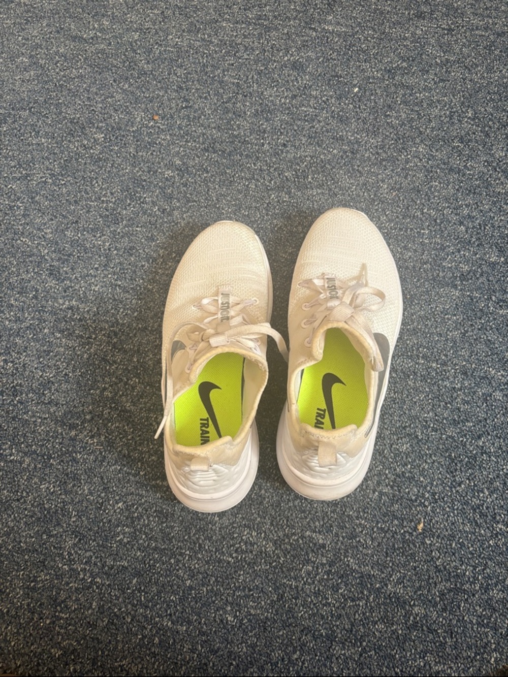 Nike White Sneakers with Volt Green Insoles